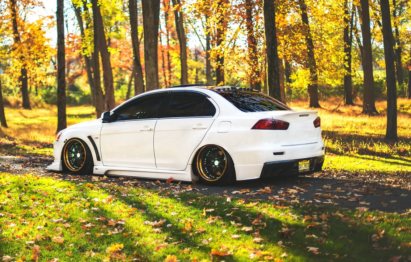 Фото обои car, mitsubishi, tuning, lancer, stance, evo X, low ride