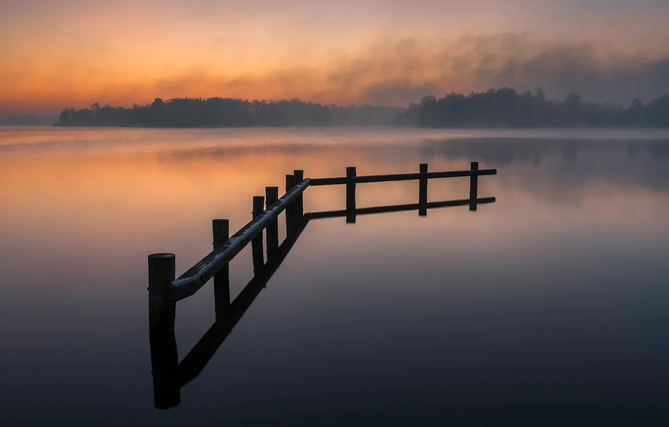 Фото обои озеро, спокойствие, тишина, дымка