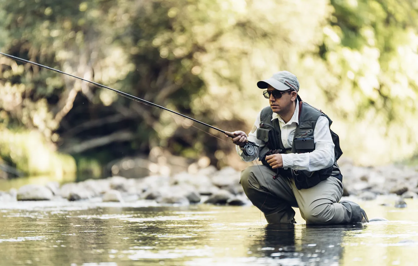 Фото обои men, fly fishing, sport fishing