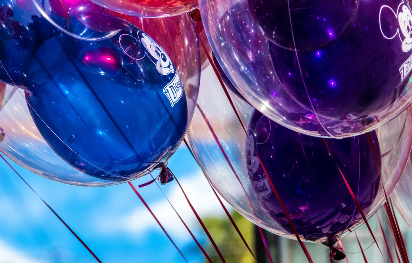 Фото обои шарики, ленты, воздушные шары, настроение, праздник, шары, яркие, позитив