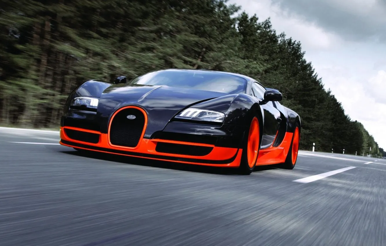 Фото обои скорость, Bugatti, Veyron, суперкар, бугатти, передок, Super Sport, 16.4