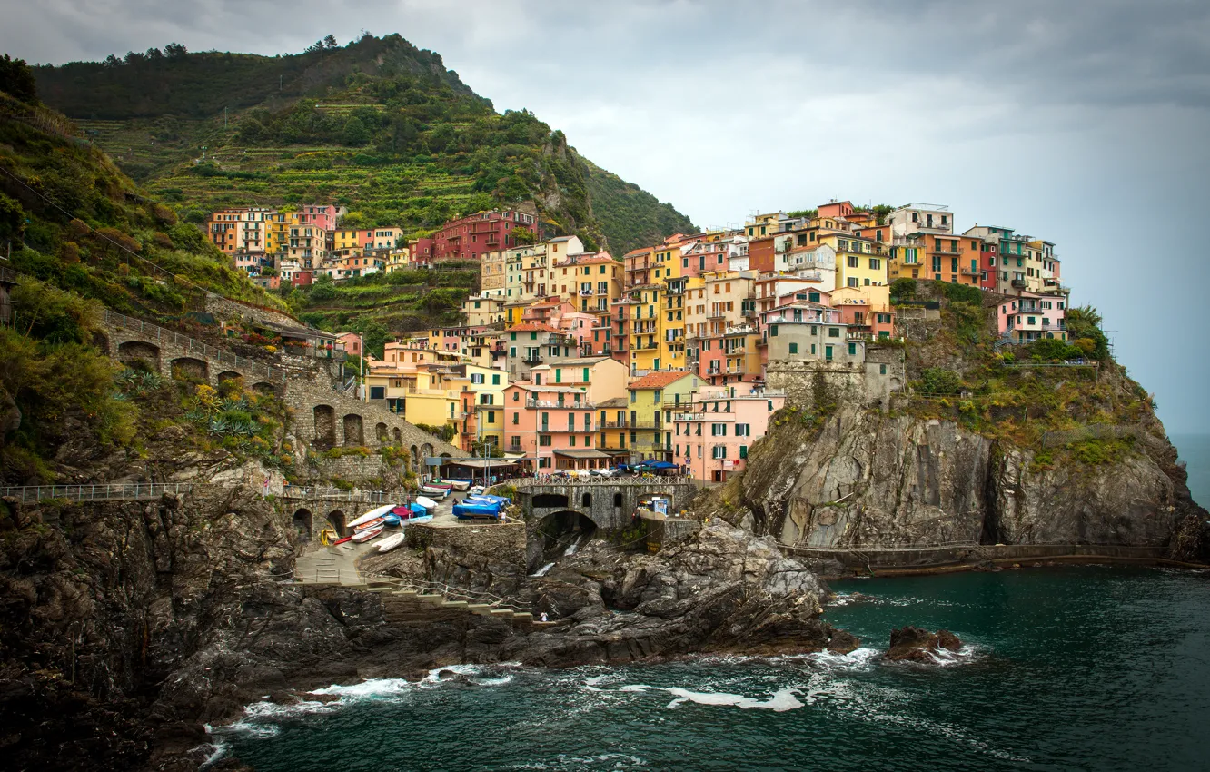 Фото обои Италия, Italy, Manarola, Liguria, Provincia della Spezia, Национальный парк Чинкве-Терре, Регион Лигурия, Parco nazionale delle …