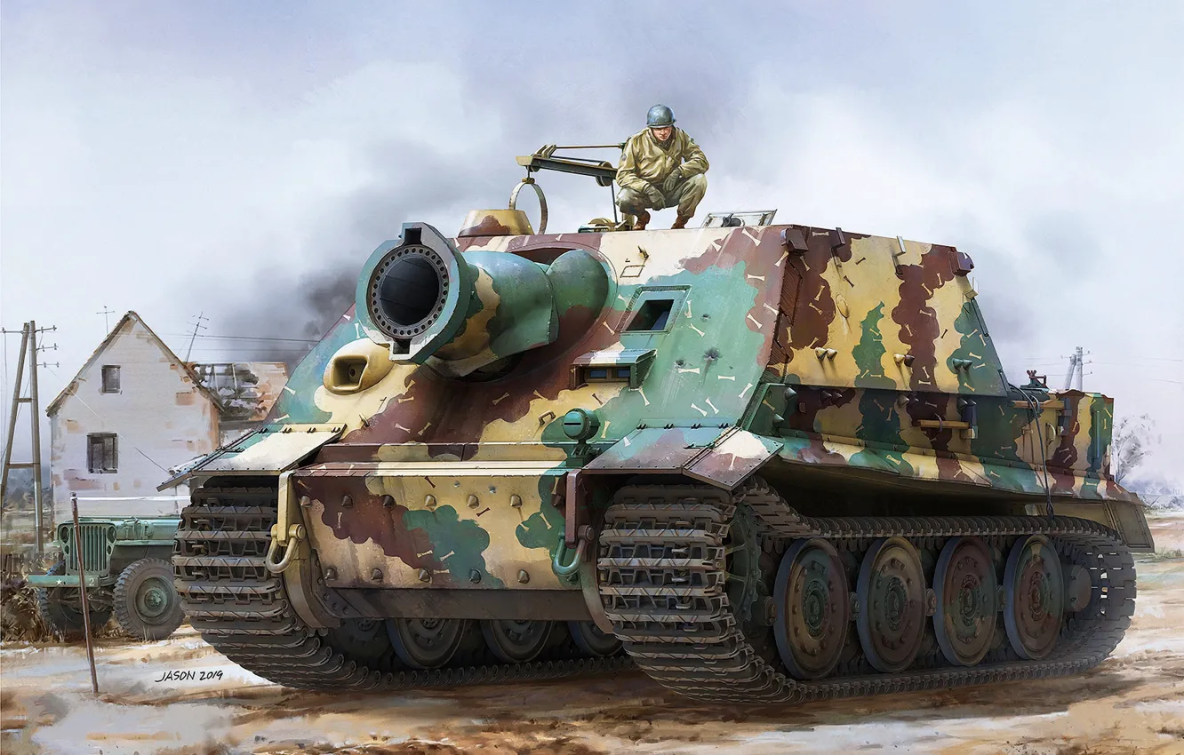 Фото обои САУ, 38 cm RW61 auf Sturmmörser Tiger, Штурмтигр, Sturmpanzer VI, Sturmtiger, немецкая самоходная артиллерийская установка, …