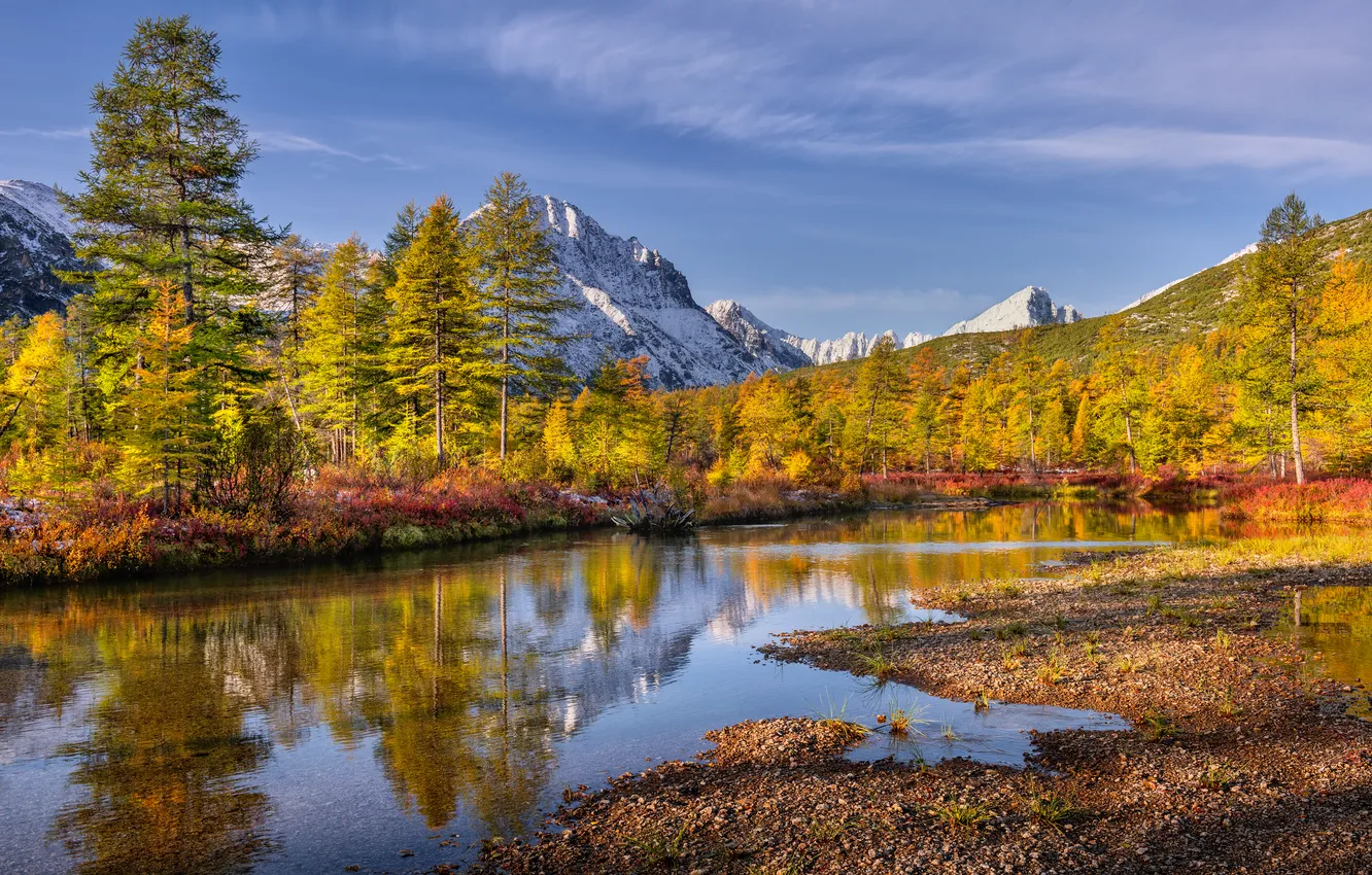 Фото обои colors, trees, mountains, lake