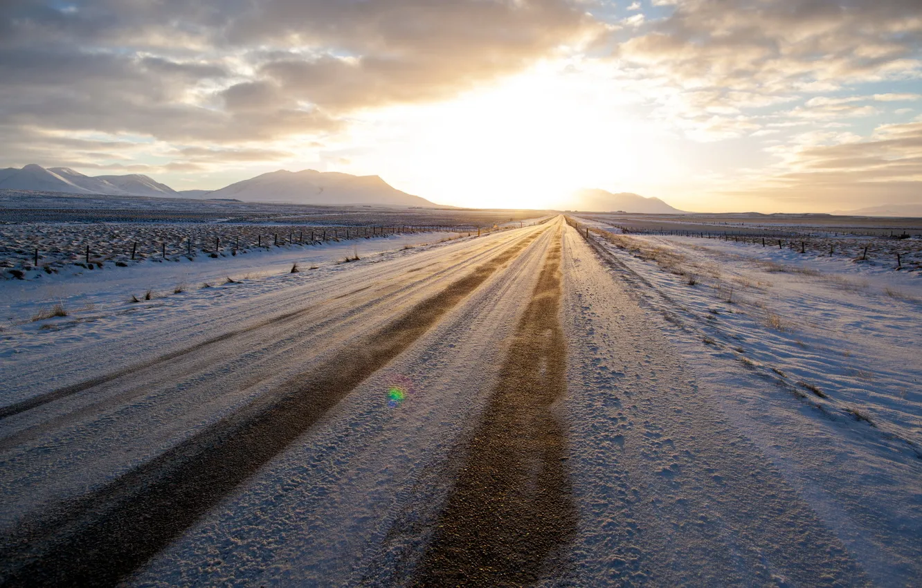 Фото обои дорога, поле, пейзаж
