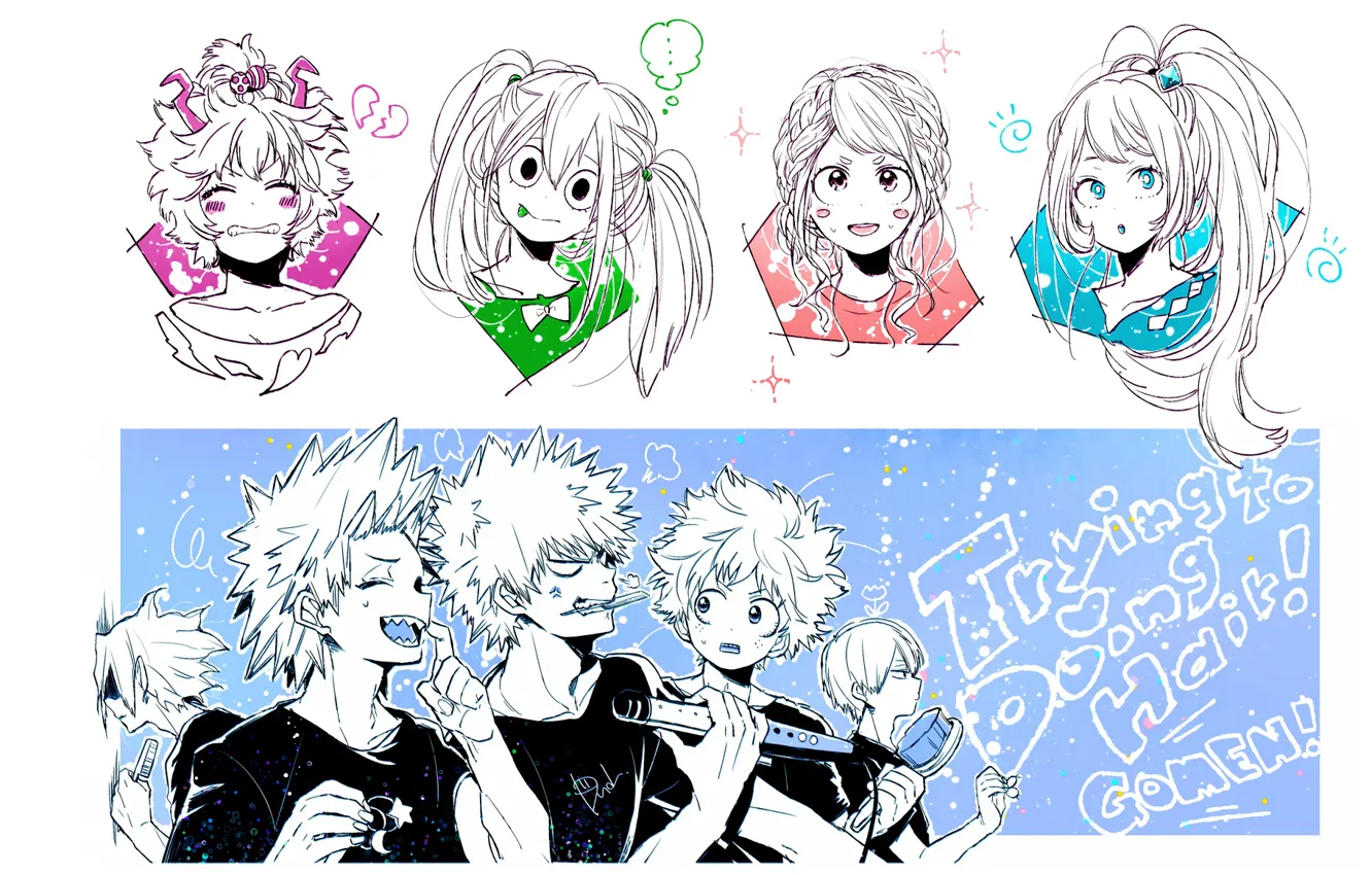 Фото обои Twitter, Boku no Hero Academia, Todoroki Shouto, My Hero Academia, Uraraka Ochako, Asui Tsuyu, Bakugou …
