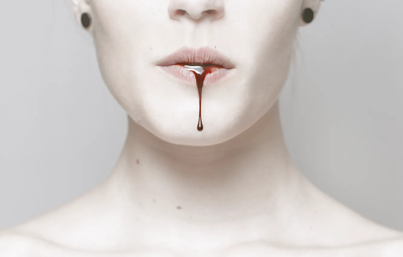 Фото обои girl, blood, François Vendiol, Drool, livid, pale, dripping