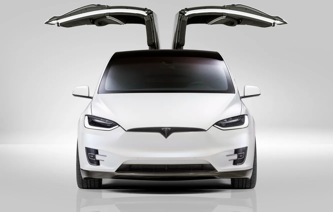Фото обои вид спереди, Tesla, Model X, Novitec, 2017