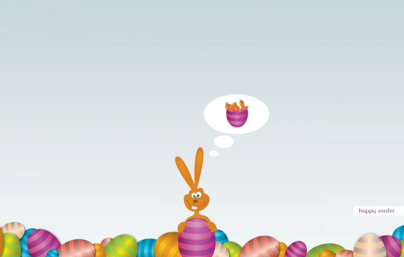 Фото обои праздник, яйца, кролик, Пасха, желания, морковь, мисли