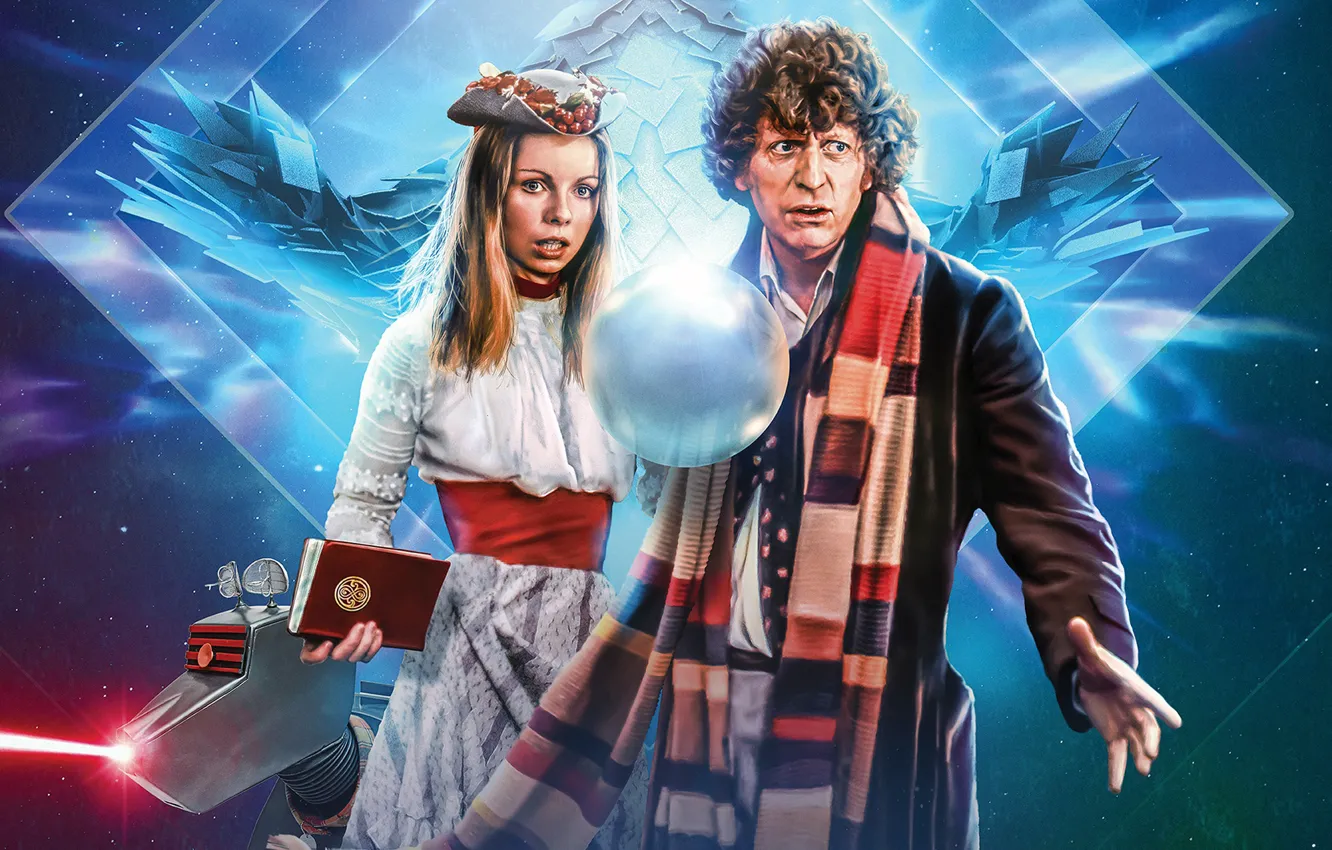 Фото обои шар, шарф, Doctor Who, Доктор Кто, Fourth Doctor, Romana, Четвёртый Доктор