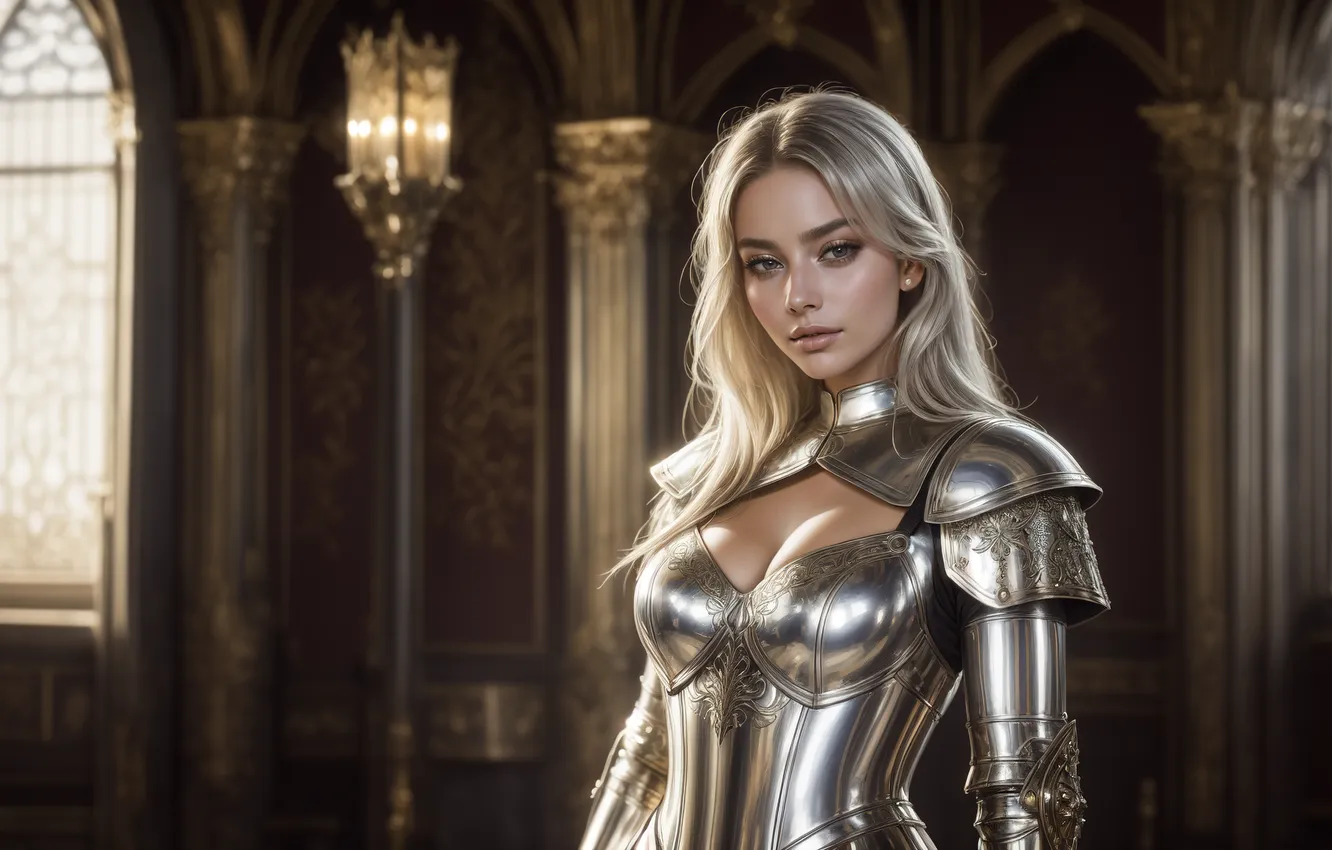 Фото обои Girl, wallpaper, Fantasy, Castle, picture, Knight