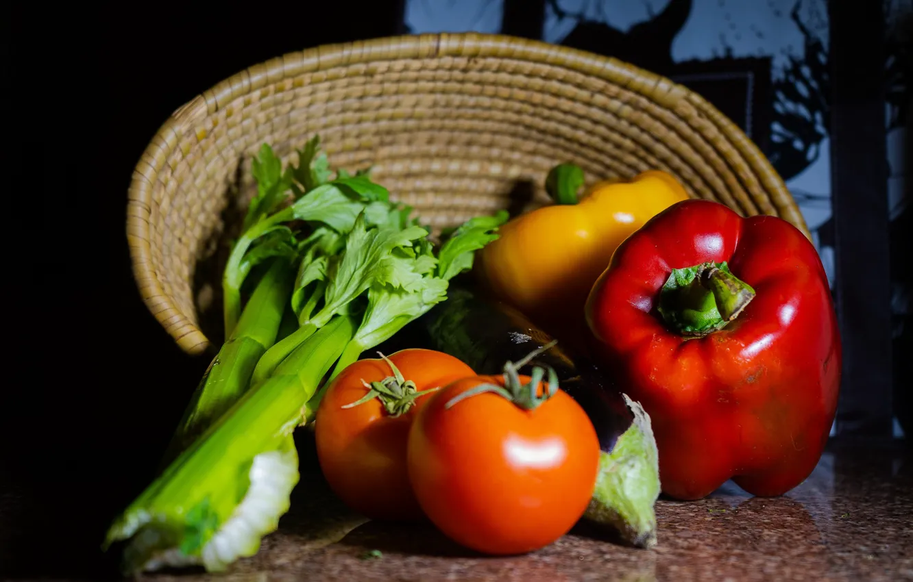 Фото обои food, vegetable, peperoni, tomatos
