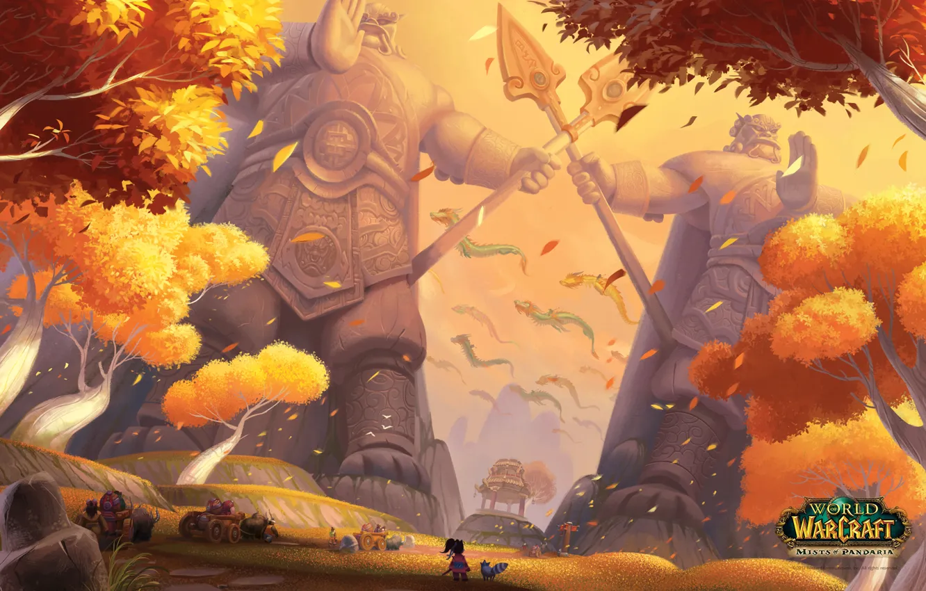 Фото обои врата, стражи, World of Warcraft Mists of Pandaria