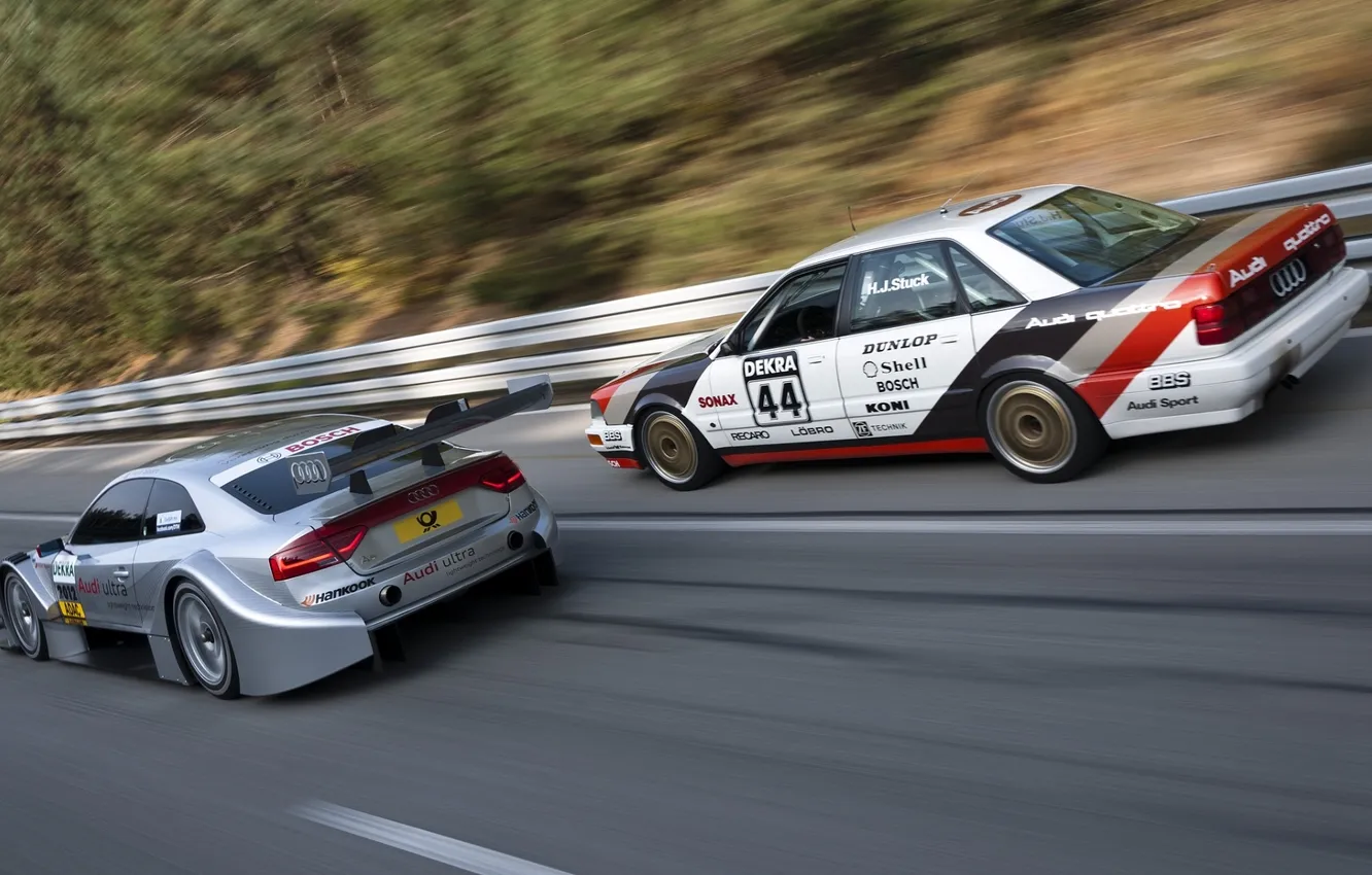 Фото обои Audi, ауди, скорость, вид сзади, Coupe, and, DTM, гоночные болиды