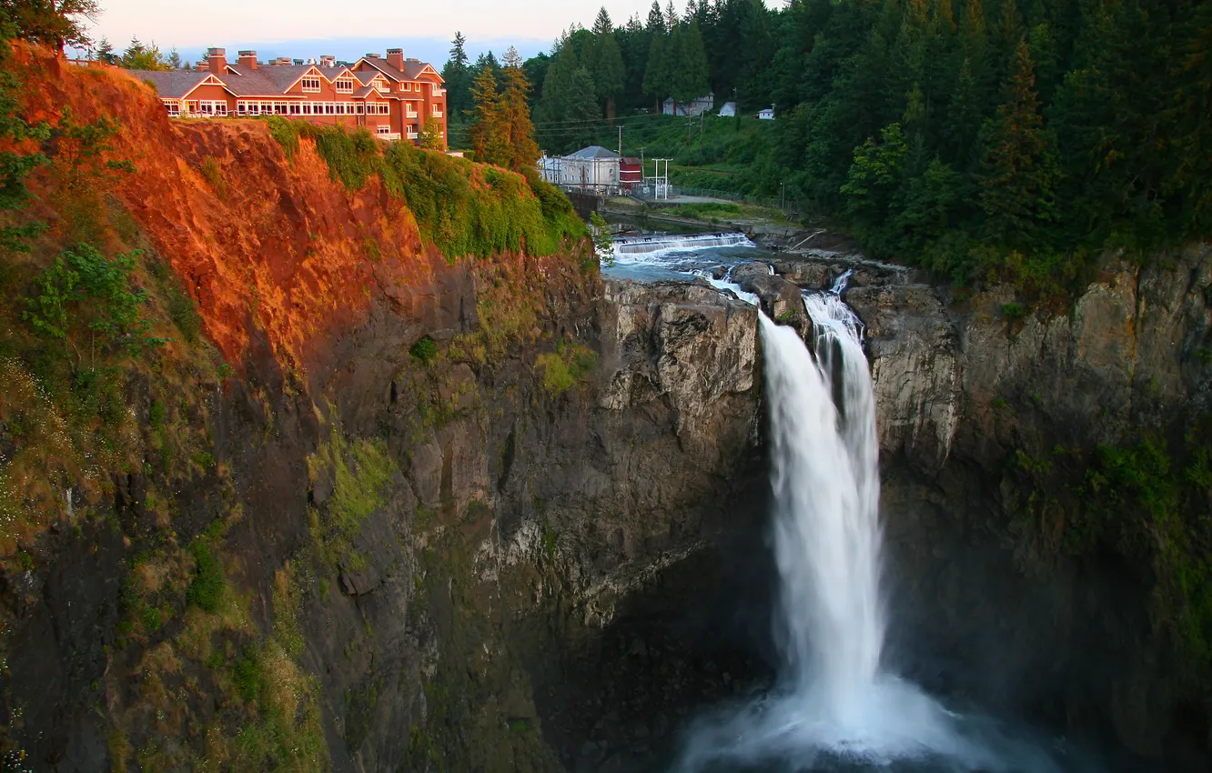 Фото обои водопад, США, штат Вашингтон, Snoqualmie Falls, Сноквалми, округ Кинг