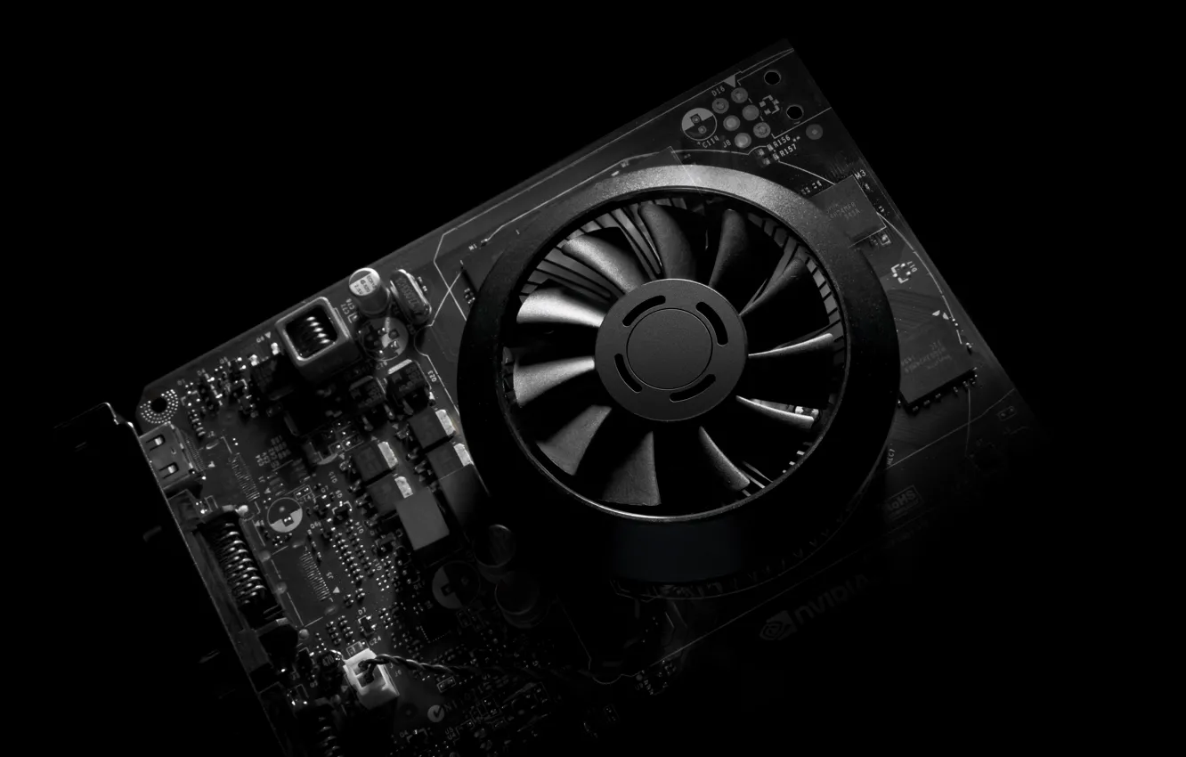 Фото обои plastic, black and white, cooler, video card, electronica