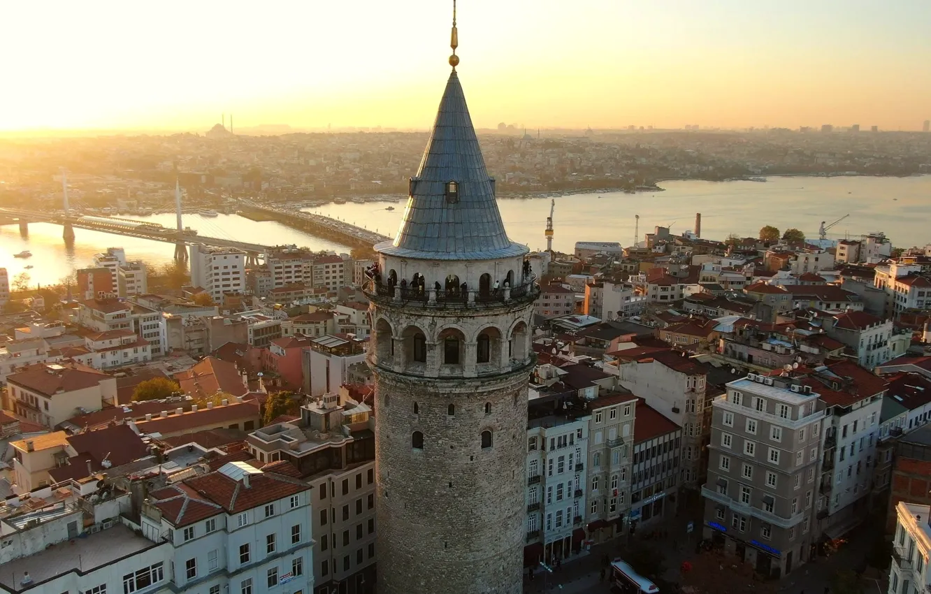 Фото обои istanbul, galata tower, galata bridge