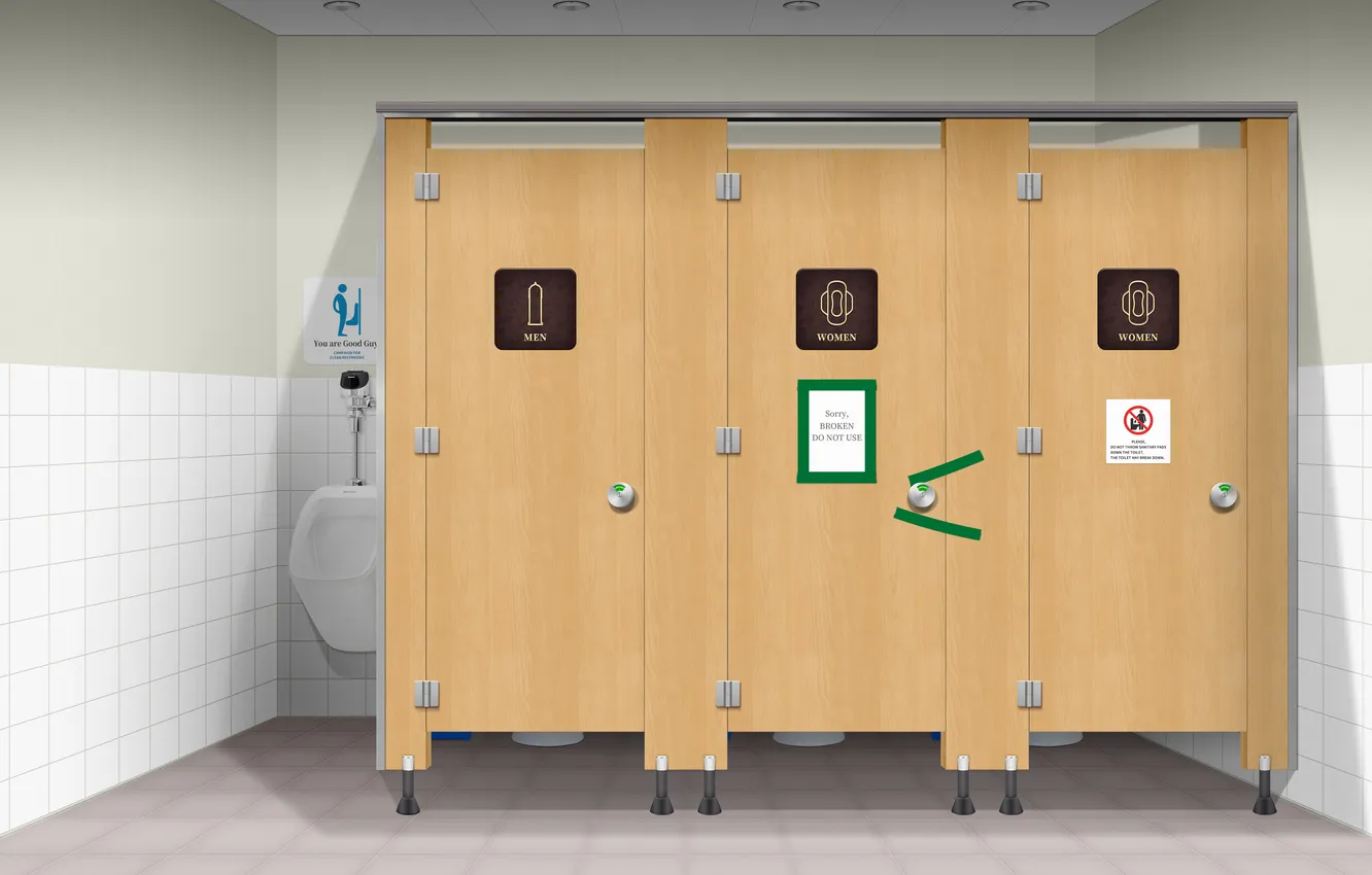 Фото обои sign, toilet, public restroom, sanitary pad, stall, urinal