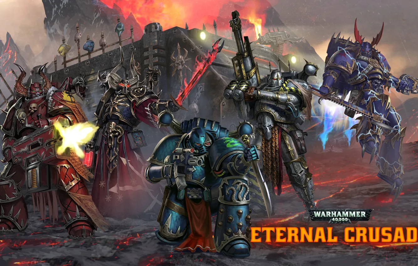 Фото обои Chaos, raptor, space marines, Word Bearers, 40 000, Warhammer 40 000, warlock, Iron Warriors