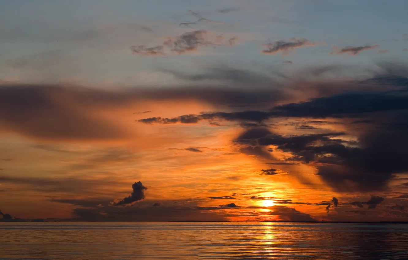 Фото обои закат, Море, залив, финский