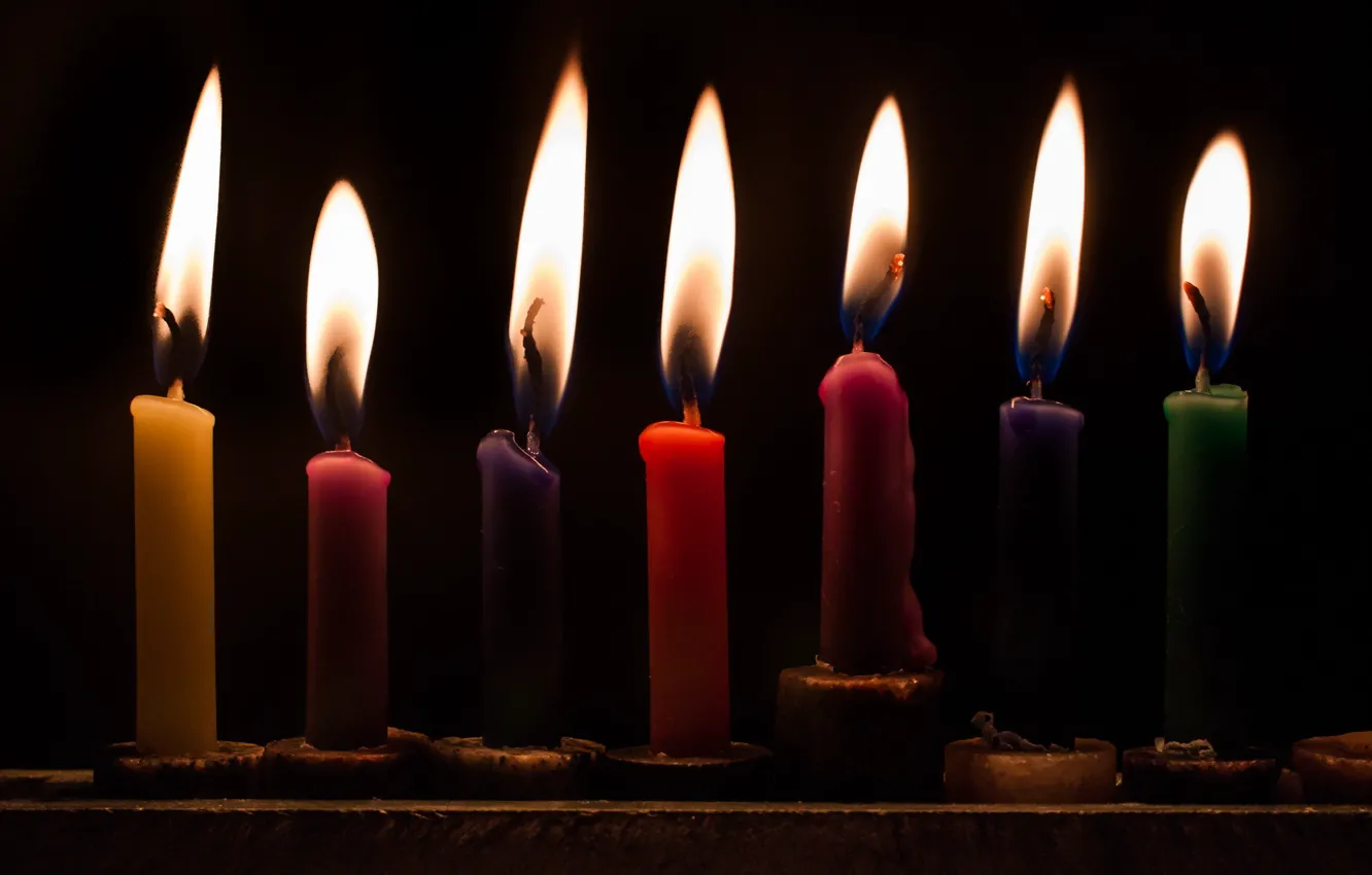 Фото обои макро, свечи, Hanukkah Lights