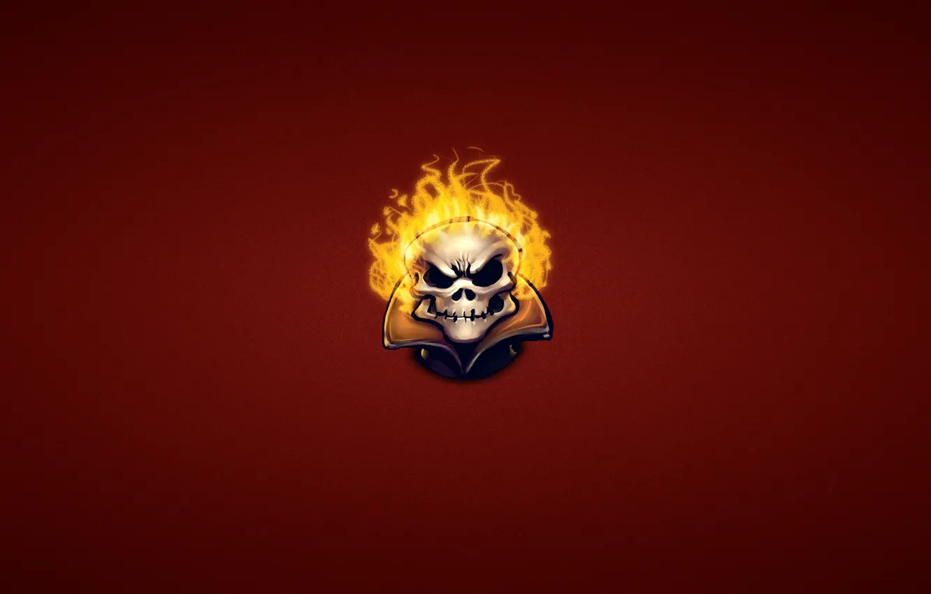 Фото обои огонь, череп, минимализм, голова, скелет, Ghost Rider, Призрачный гонщик