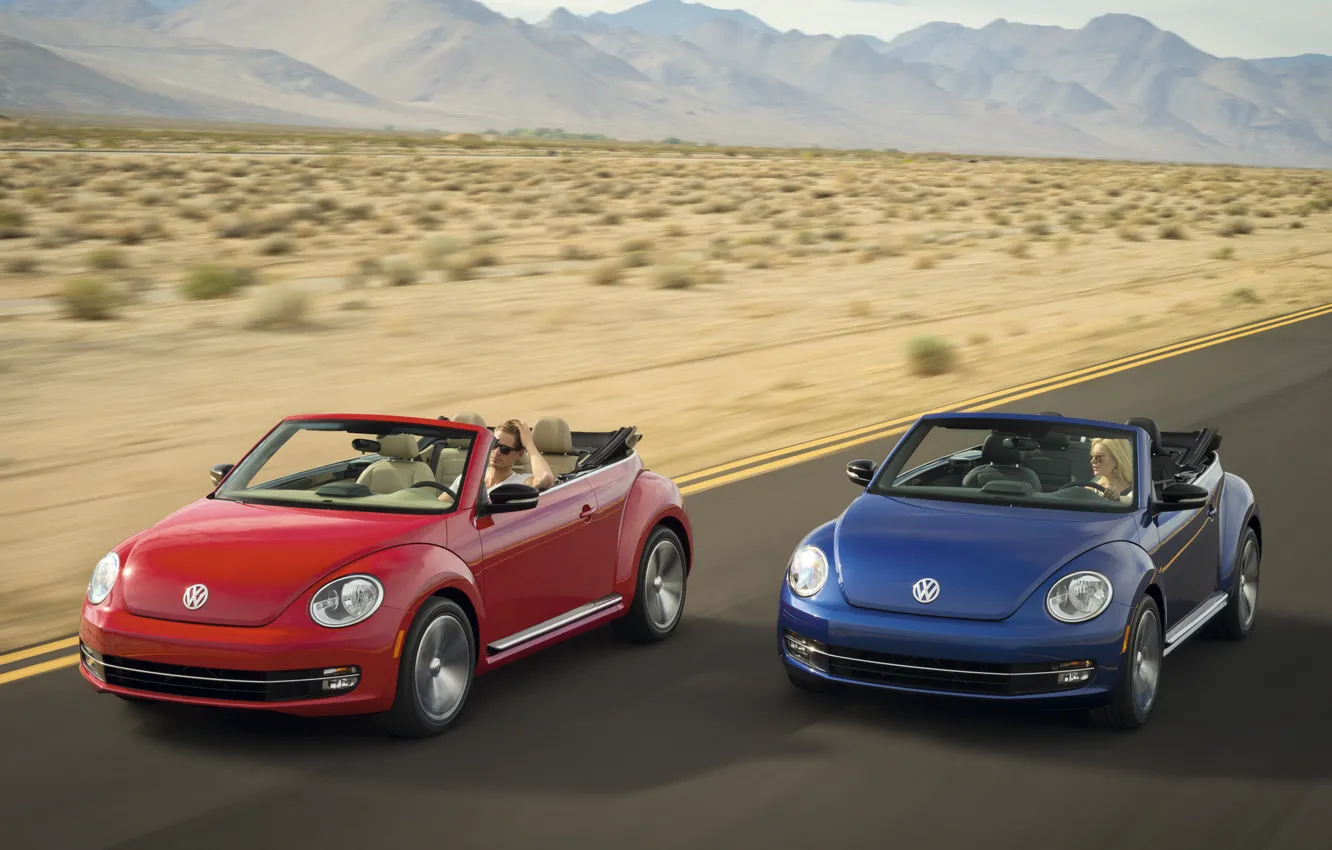 Фото обои Volkswagen, Beetle, красный и синий