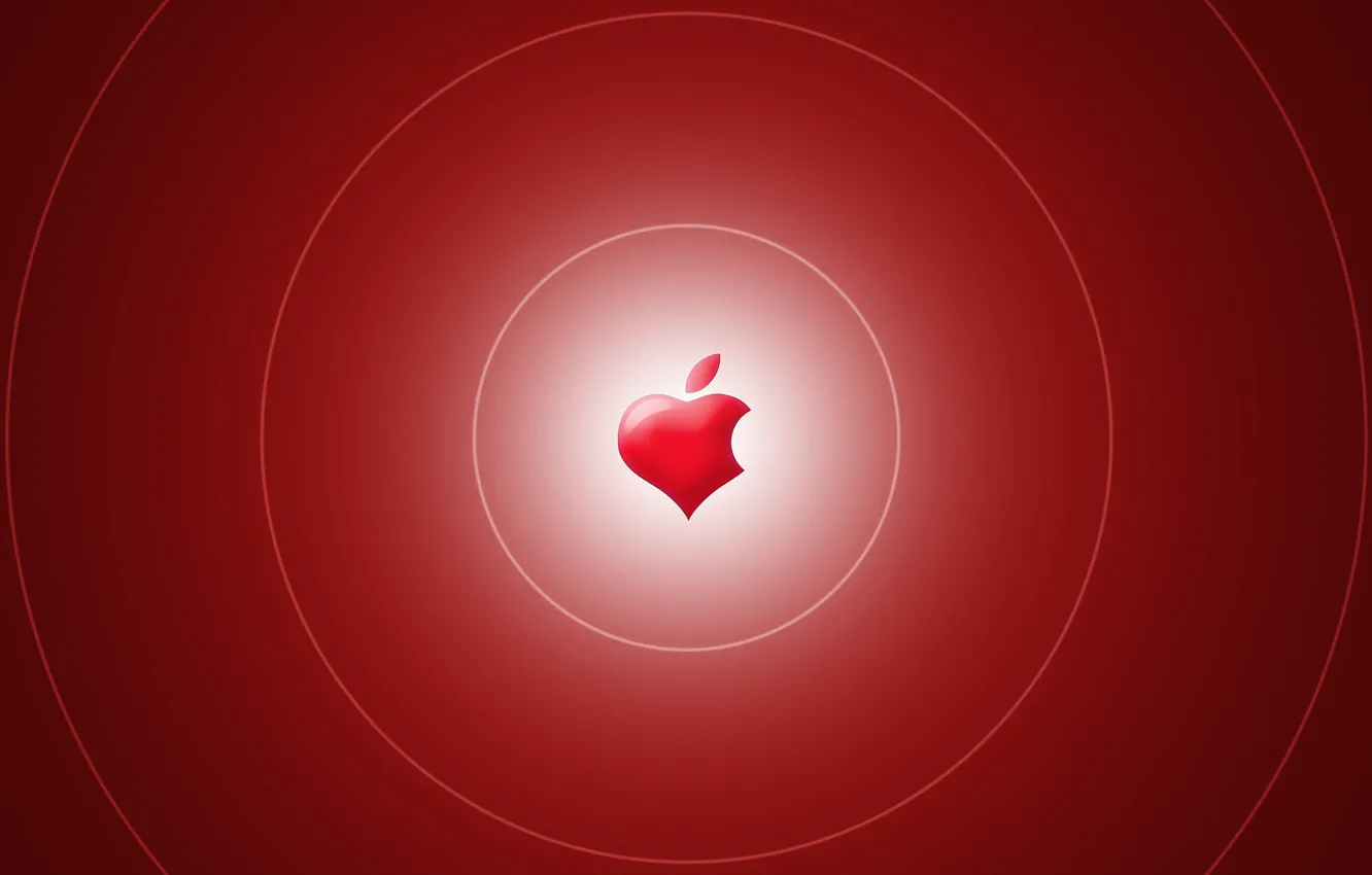 Фото обои обои, сердце, apple, яблоко, logo, бренд