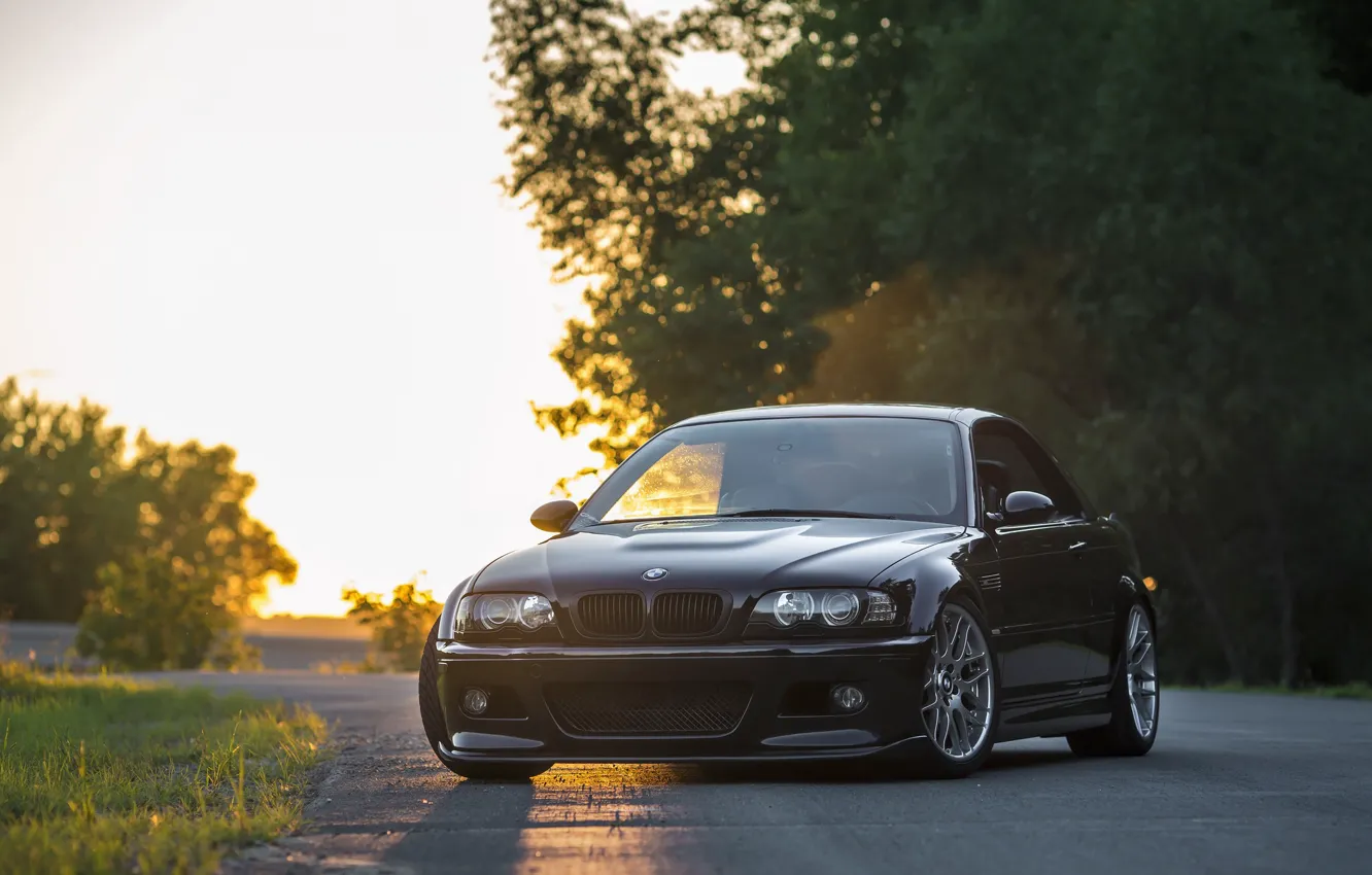 Фото обои BMW, Classic, Black, Sunset, E46, Evening