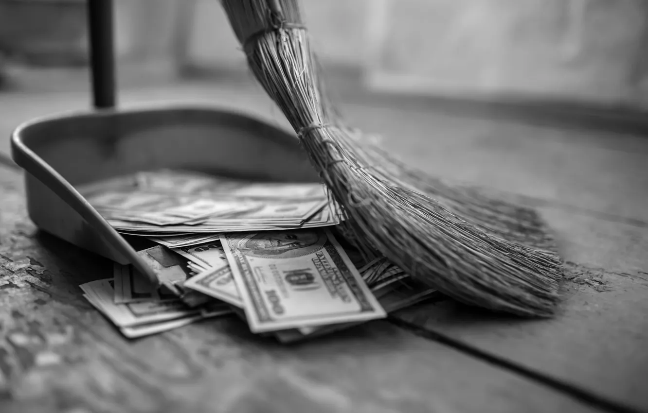 Фото обои lost, money, broom, lack of control, inecesarios costs