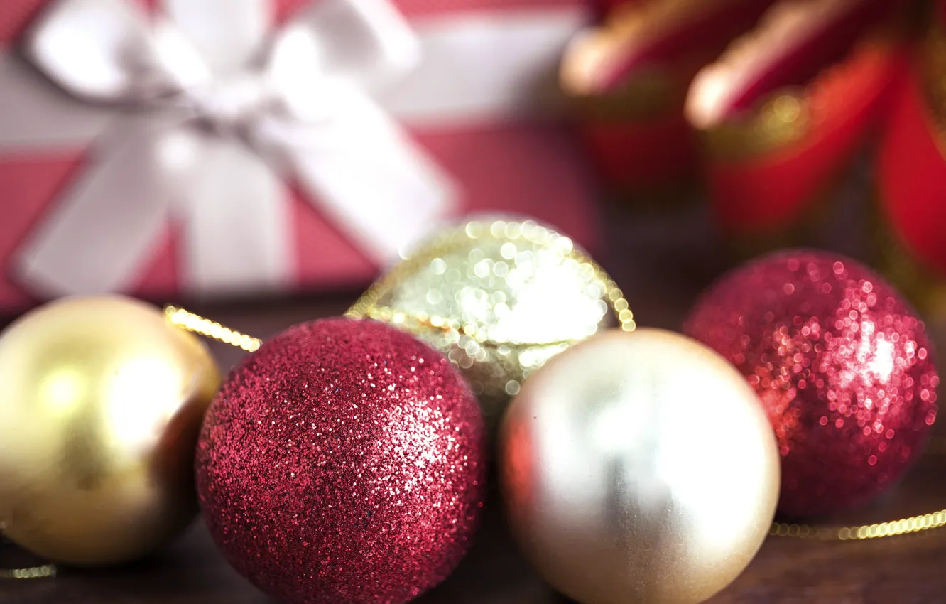 Фото обои праздник, шары, игрушки, новый год, декор