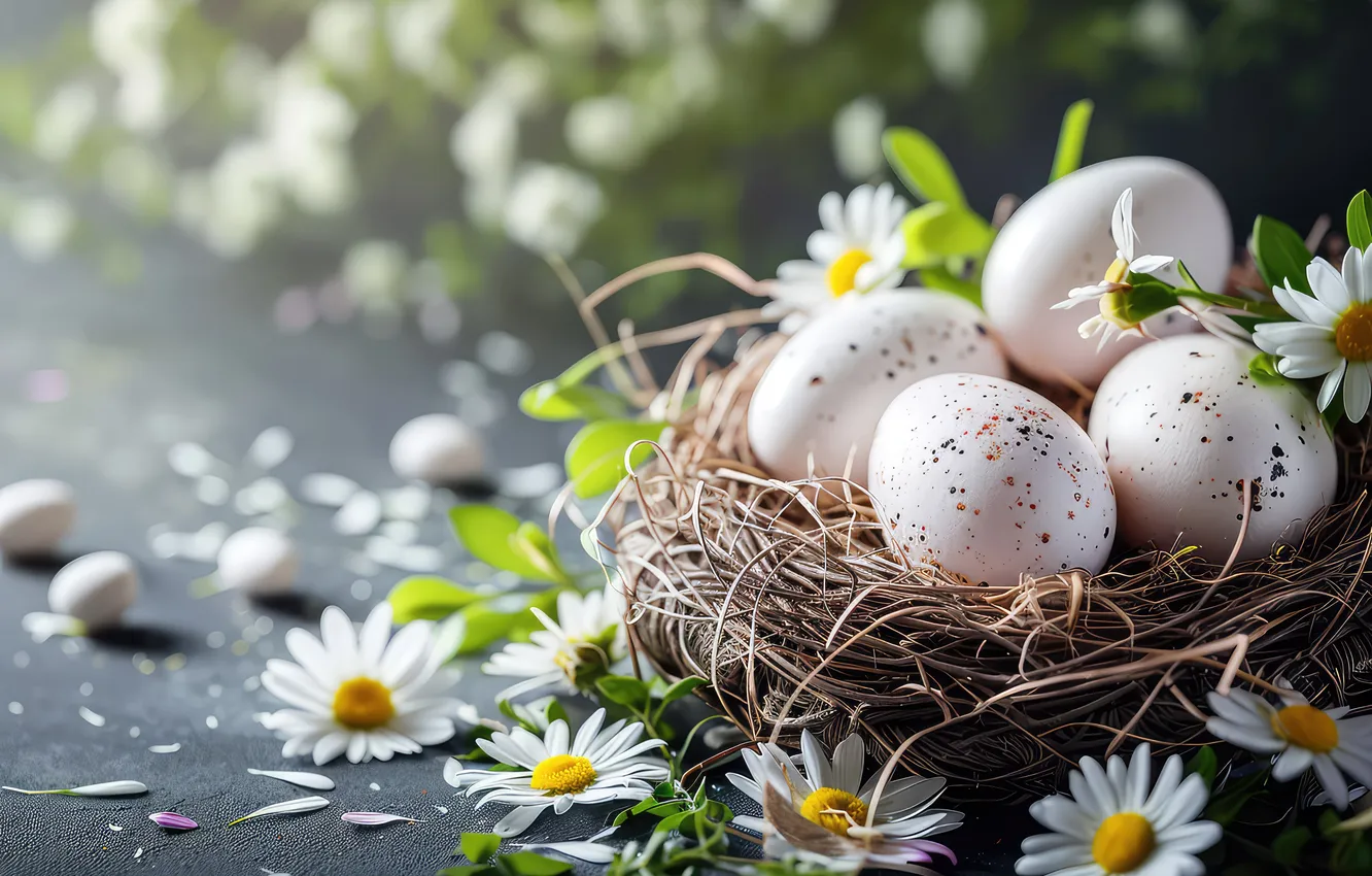 Фото обои цветы, яйца, весна, Пасха, happy, flowers, spring, Easter