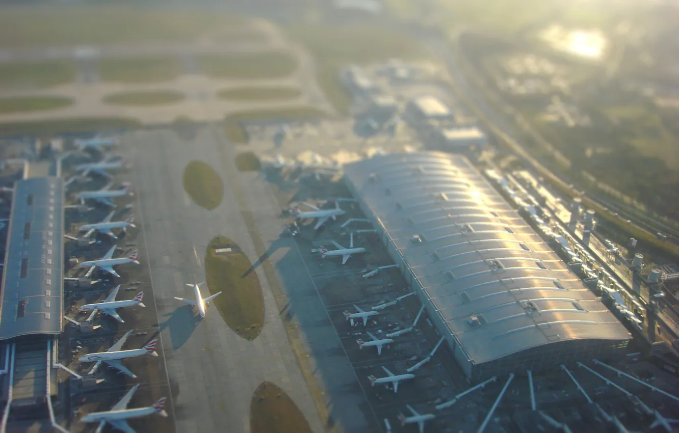 Фото обои самолеты, аэропорт, tilt shift