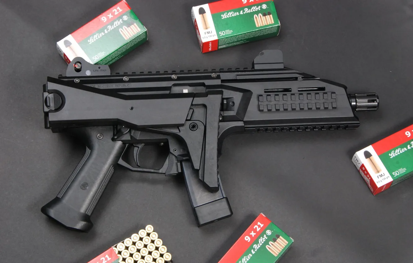 Фото обои gun, weapon, ammunition, Skorpion, Skorpion EVO III A1-00, 9x21, ammo box, military use