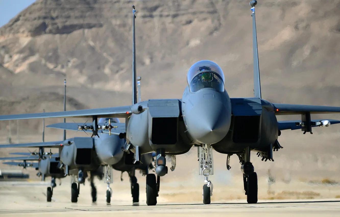 Фото обои истребители, Eagle, аэродром, F-15, «Игл»