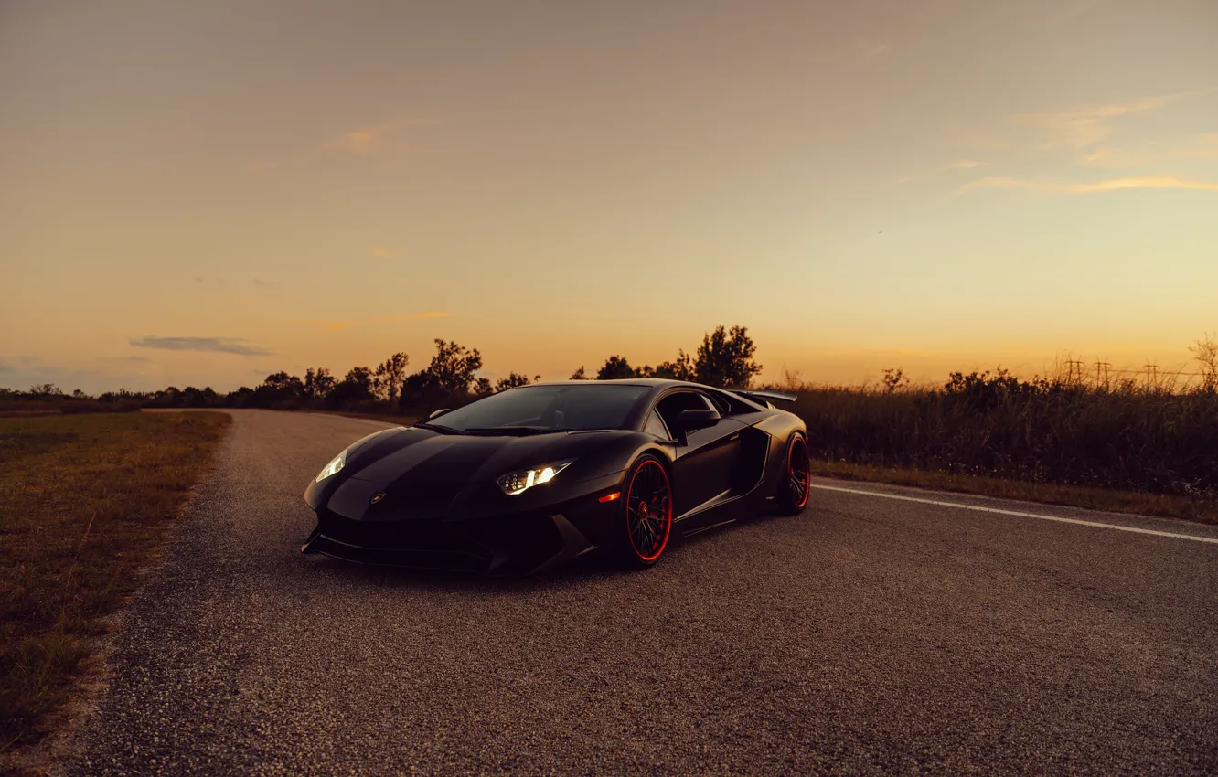 Фото обои lamborghini, road, aventador sv