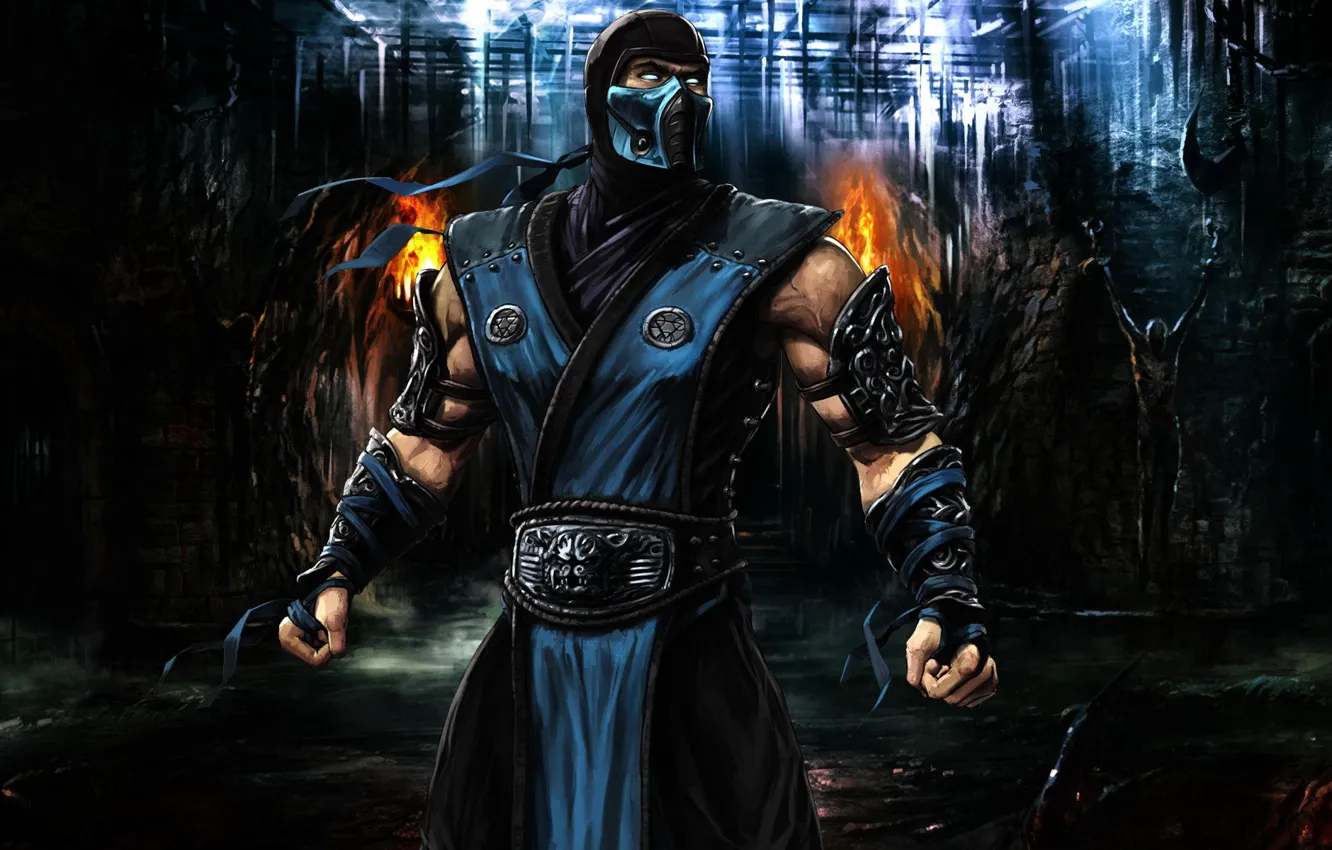 Фото обои Mortal Kombat, подземелье, Саб-Зиро