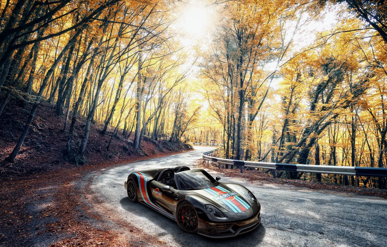 Фото обои Porsche, Spyder, 918, Autumn, Martini, VAG