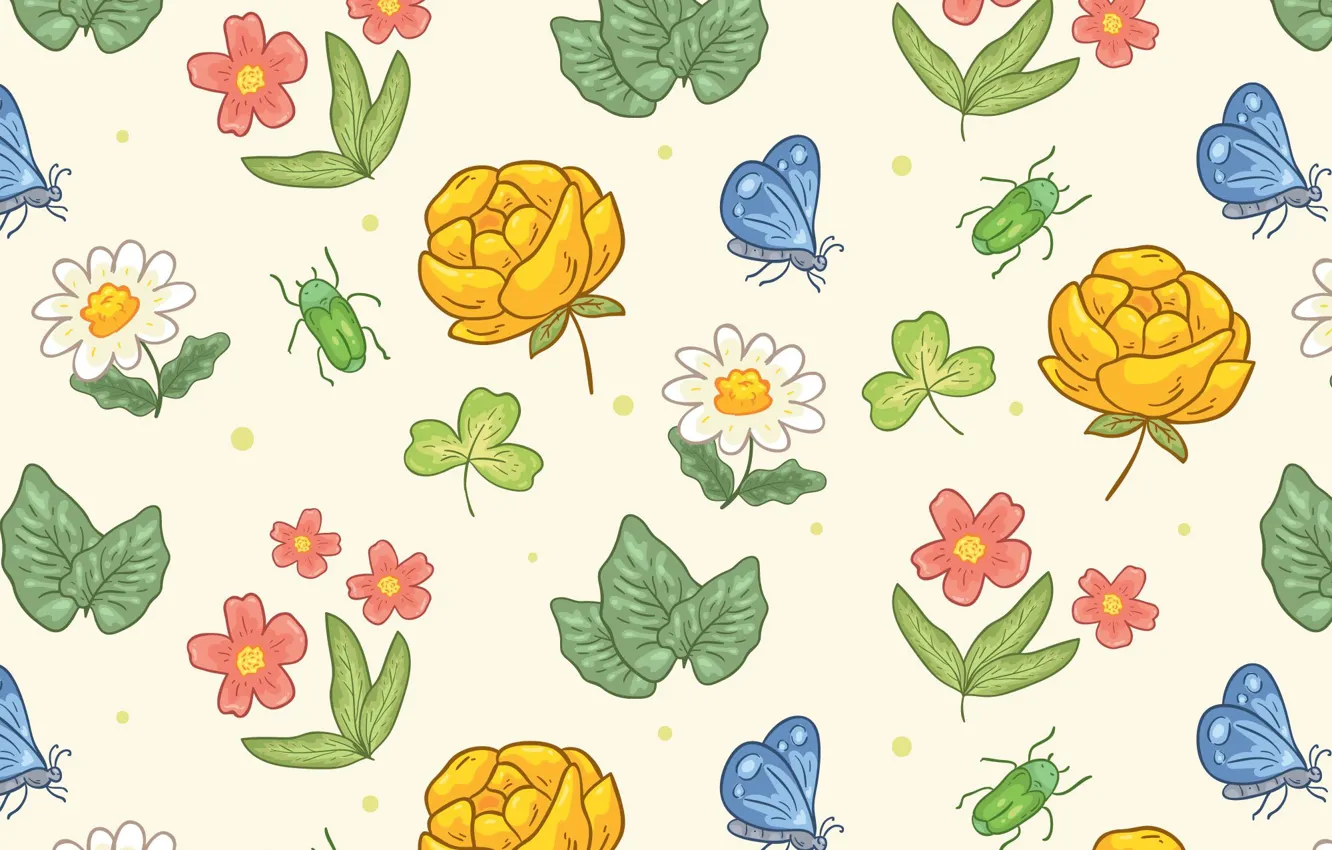 Фото обои бабочки, цветы, фон, текстура, бутоны, винтаж