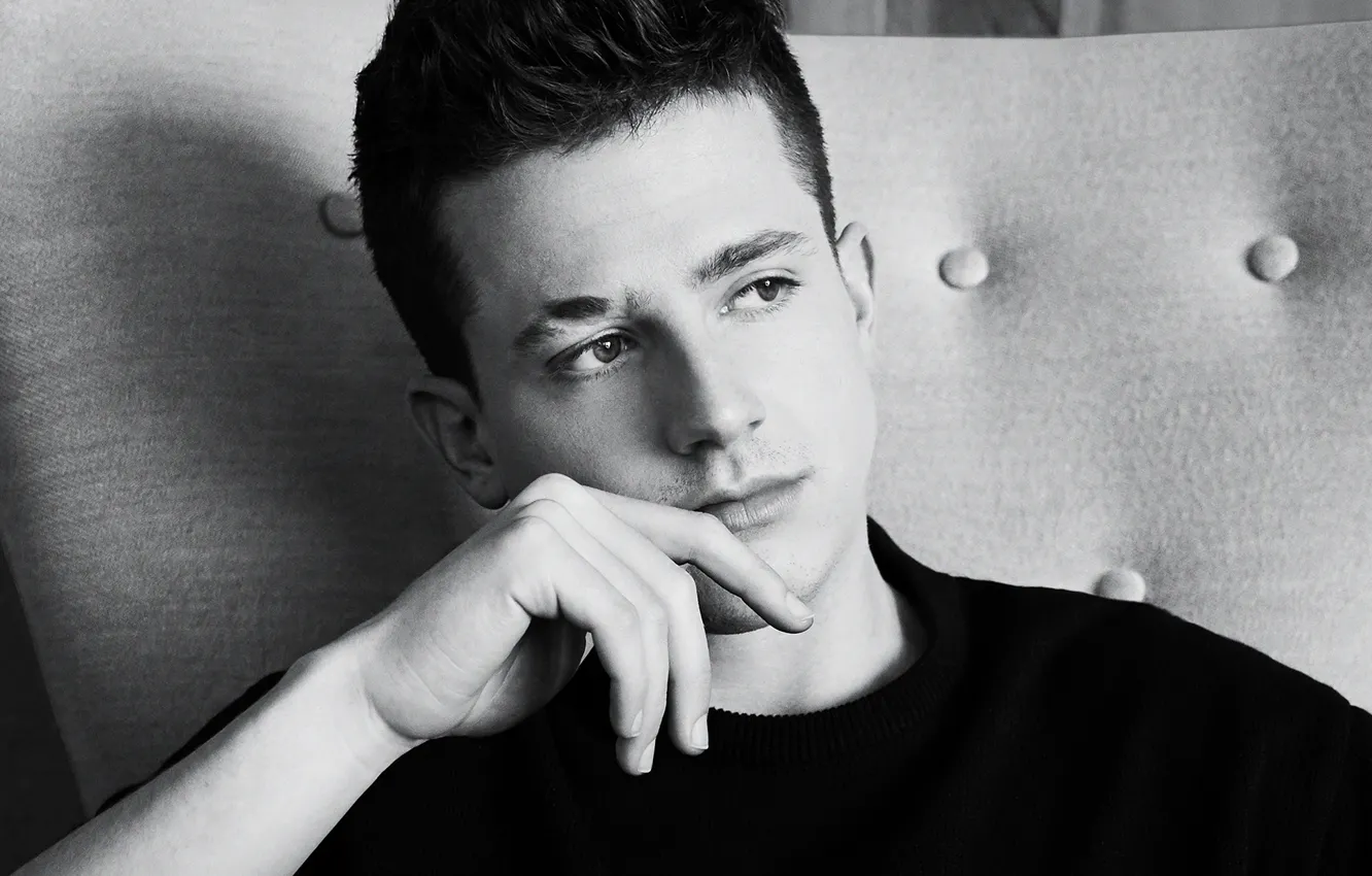 Фото обои взгляд, Charlie Puth, мужчина, Черно - белое