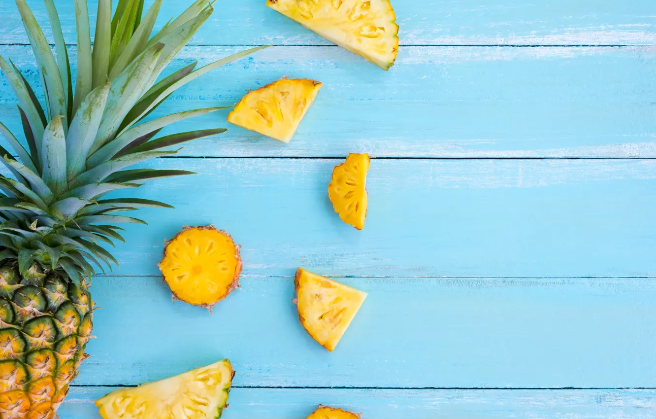 Фото обои фрукт, summer, ананас, wood, ломтики, fruit, pineapple, slice