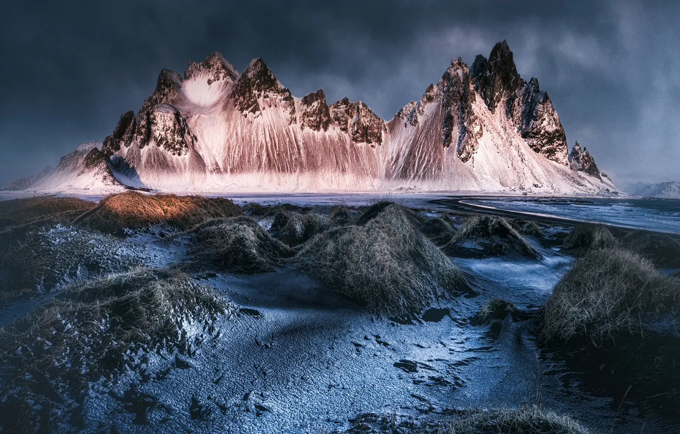 Фото обои beach, photography, landscape, nature, mountains, sand, Iceland, sunlight