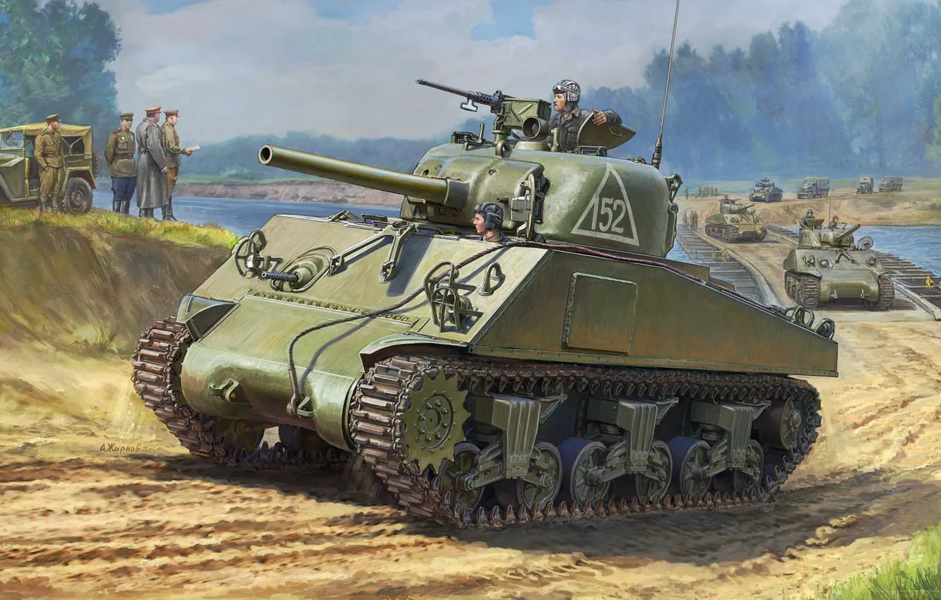 Фото обои Танки, Шерман, РККА, Красная Армия, Средний Танк, Ленд-лиз, М4 Sherman, M4A2 Sherman