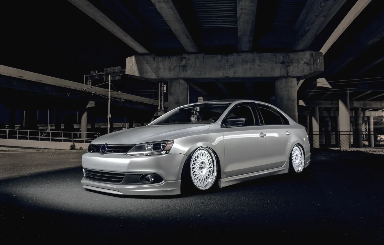 Фото обои мост, темнота, тюнинг, фольксваген, Volkswagen Jetta