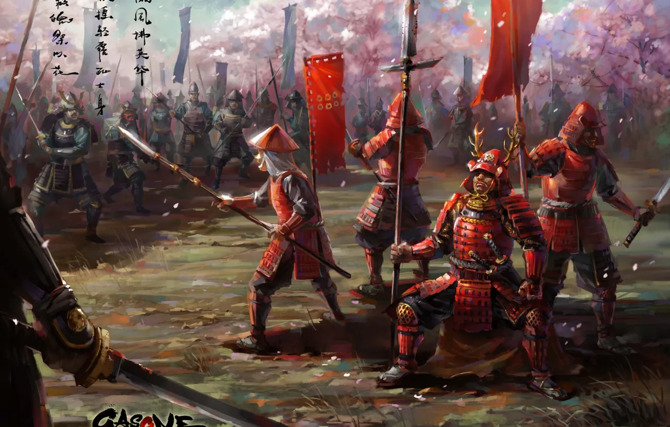 Фото обои оружие, азия, меч, катана, армия, арт, копье, броня