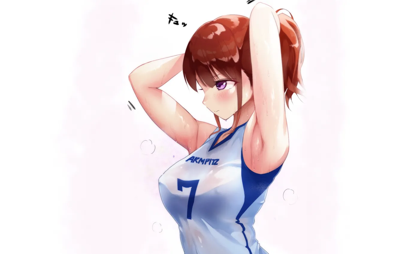 Фото обои kawaii, hot, sexy, anime, ponytail, cute, sports, sweat