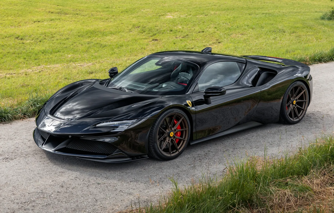 Фото обои Muscle, Ferrari, Black, Novitec, Brutal, SF90