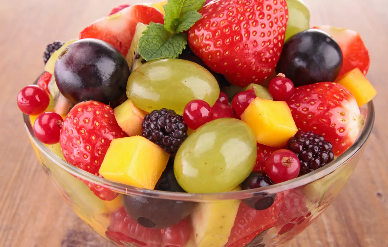 Фото обои ягоды, фрукты, fresh, десерт, fruits, dessert, berries, фруктовый салат