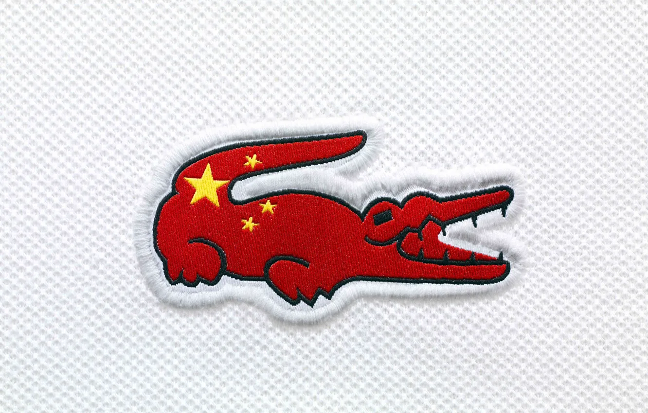 Фото обои China, крокодил, флаг, Китай, Lacoste, flag
