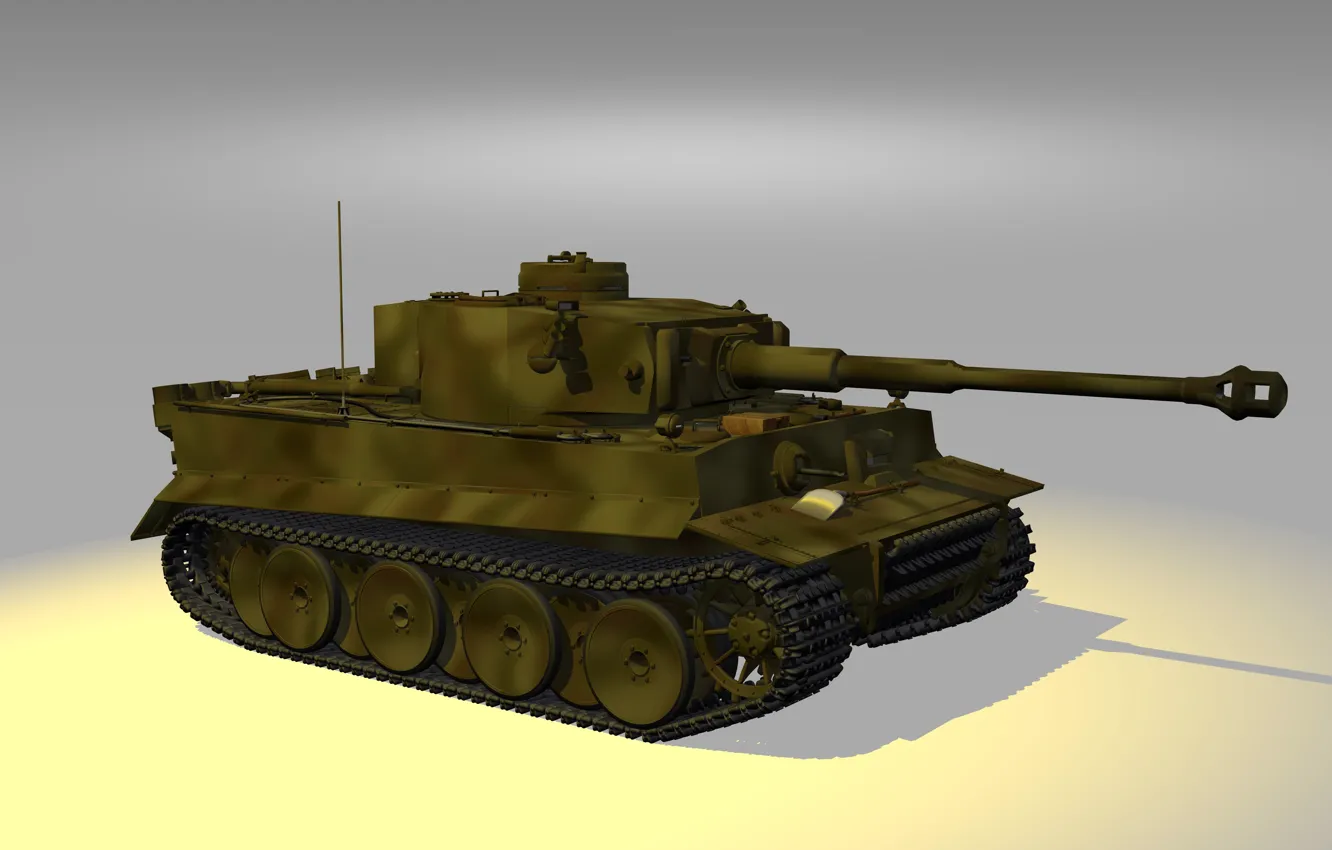 Фото обои Тигр, Модель, Танк, Tiger, Техника, Камуфляж, Немецкий